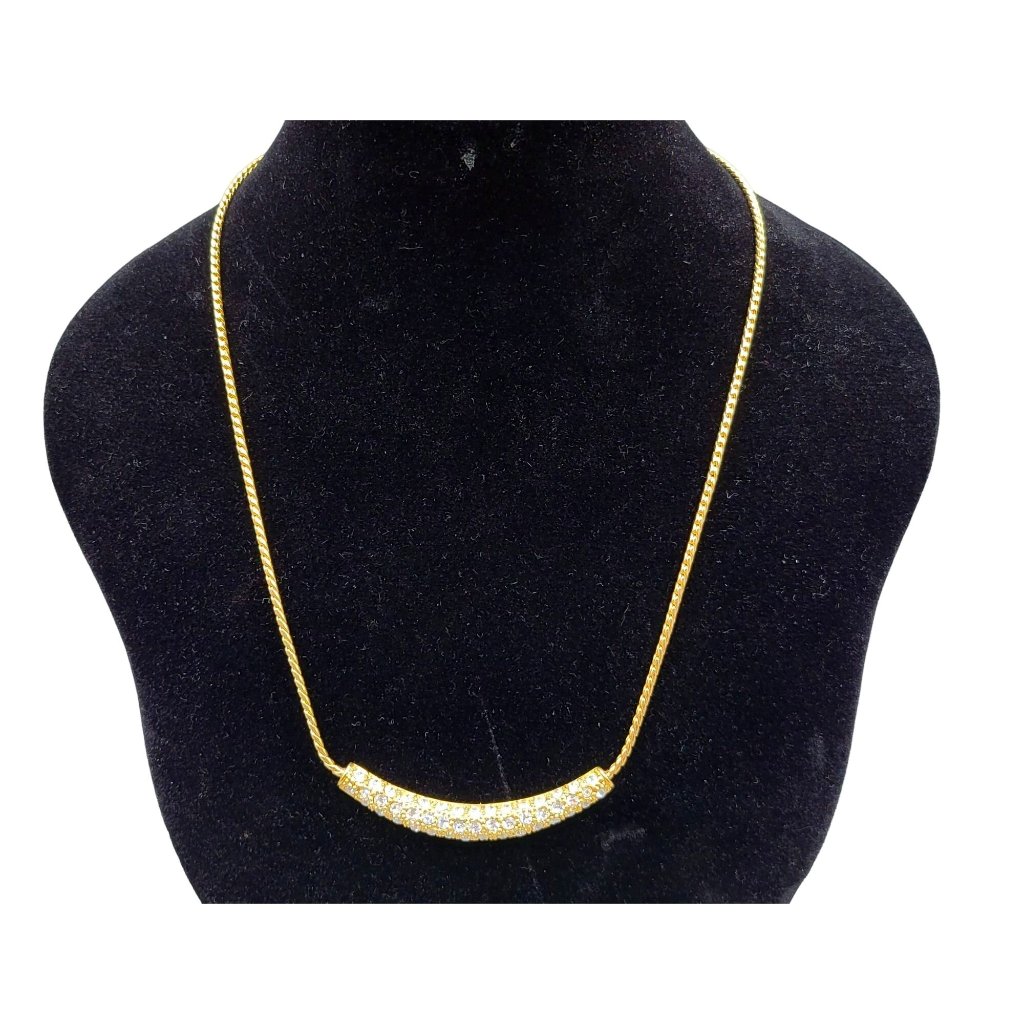 Fashion Necklace Clear Rhinestones Gold Tone Lobster Clasp Adjustable Length